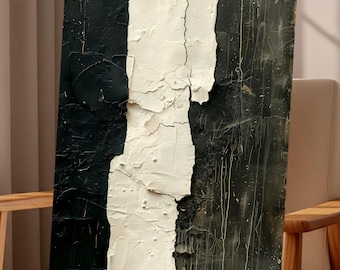 Lámina decorativa abstracta con textura para imprimir / Negro, marfil y dorado, decoración moderna para el hogar (descarga digital)