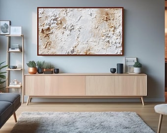 Neutral Textured Frame TV Art, Beige Plaster Wall Art, Wabi Sabi (4K Digital Download)