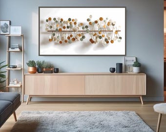 Scandinavian Botanical Frame TV Art, Minimalist Organic Decor, Sage Green Beige (Digital Download)