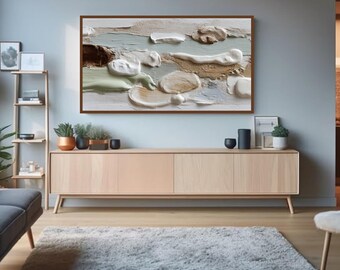 Textured Abstract Frame TV Art, Wabi Sabi Beige Sage, Minimalist Organic Download