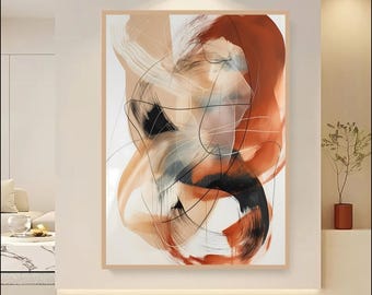 Terracotta Abstract Wall Art Print, Modern Neutral Abstract Painting, Contemporary Minimalist Decor, Earth Tone Digital Download (300 DPI)