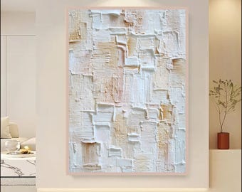 Textured Abstract Wall art Printable, Beige Plaster Palette Knife Art, Large Wall art, Modern Home Decor (Digital Download)