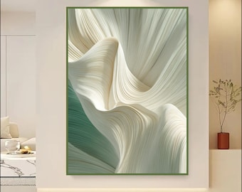 Neutral Abstract Wave Wall Art Print | Organic Textured Modern Artwork | Minimalist Coastal Digital Download | Beige Green Printable Decor