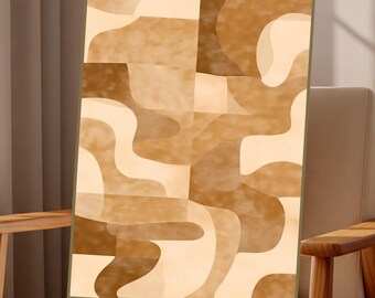 Neutral Abstract Wall Art Printable, Beige Brown Japandi Art, Minimalist Textured Poster, Modern Organic Shapes Print, Modern Home Decor