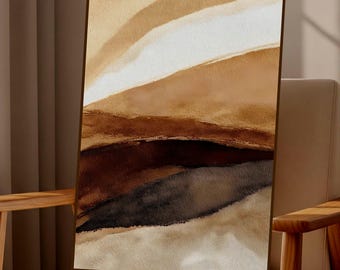 Textured Abstract Wall Art Print, Earth Tone Beige Brown, Modern Home Decor (Digital Download)