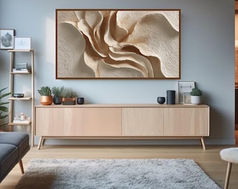 Textured Abstract Frame TV Art, Wabi Sabi Beige Sage, Minimalist Organic Download