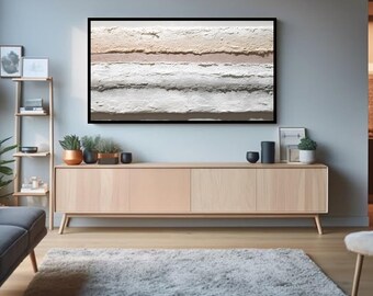 Neutral Textured Frame TV Art, Beige Plaster Wall Art, Minimalist Wabi Sabi Decor (4K)
