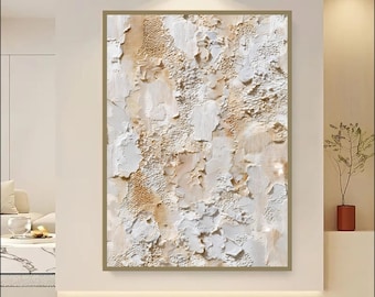 Beige Plaster Abstract Art, Textured Wall Art | Soft Gold Printable, Minimalist Modern Home Decor (Digital Download)