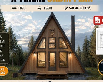 A-Frame Cabin Design PDF | Modern Tiny Home Layout | Forest Hideaway Plan