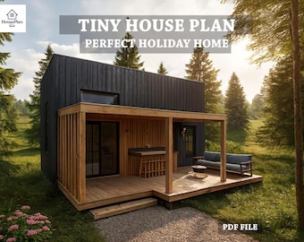Modernes Tiny House Plan PDF | 2-Story Cabin Design | Minimalistische Hauspläne | Digitaler Download