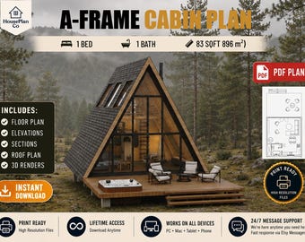 Luxus-A-Rahmen-Feiertagskabinenplan - Große Glasfront- und Deckdesign