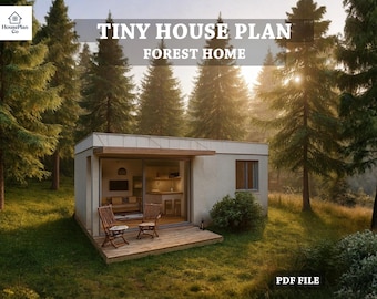 Kleines Haus Plan | Wald Haus Design | Moderne Kleine Kabine | Minimalistisches Design | PDF Digitaler Download