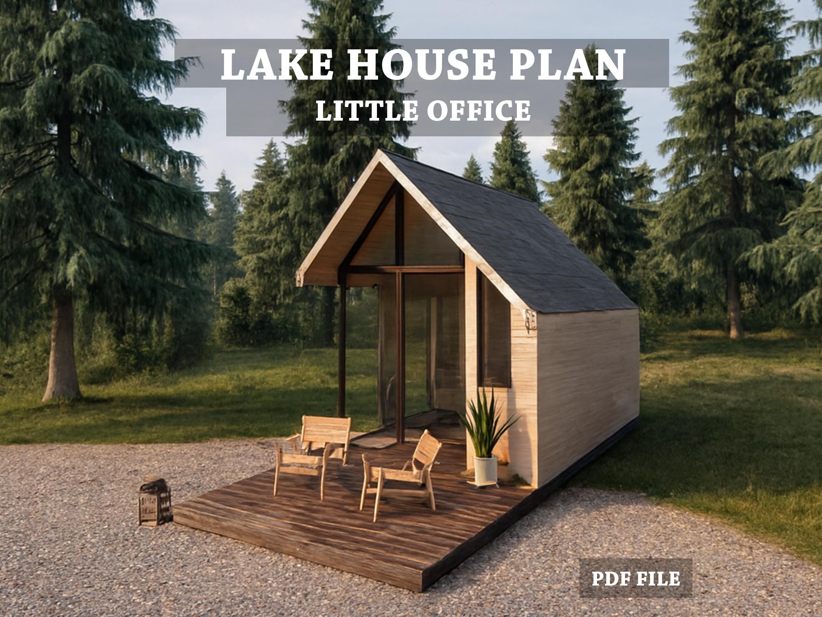 Modern Lake Cabin Office Plan | Tiny Studio PDF - Etsy