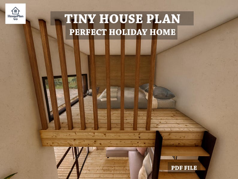 Modern Tiny House Plan PDF | 2 Story Cabin Design | Minimalist House ...