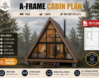 Cabochon Hausplan PDF | Modernes Wohndesign | Kleiner Ferienhäuschen Entwurf