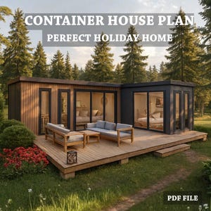 Modern containerhusplan | Design för små fritidshus i PDF-format