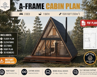 Moderner A-Rahmen-Kabinenentwurf | 3 Schlafzimmer, 1 Schlafzimmer | Stylischer Tiny House Plan