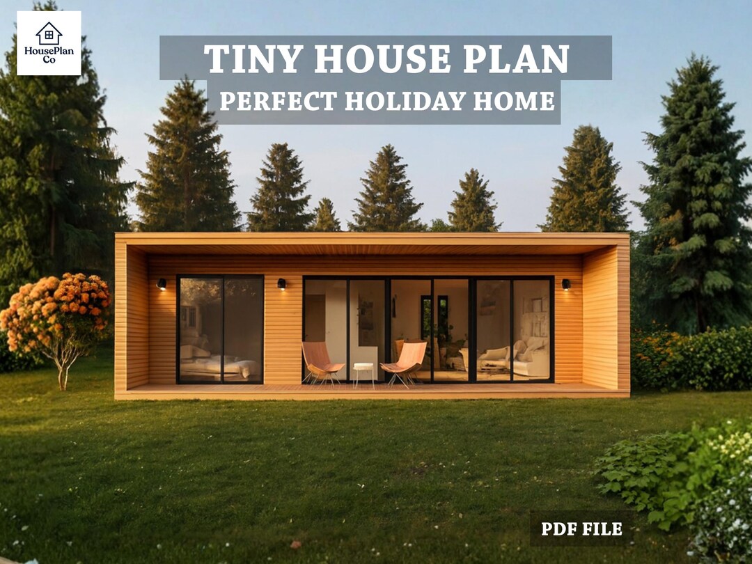 Modern Tiny House Plan PDF | Minimalist Cabin Design Small Holiday Home ...