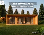 Modern Tiny House Plan PDF | Minimalist Cabin Design  Small Holiday Home Blueprint | Digital Download