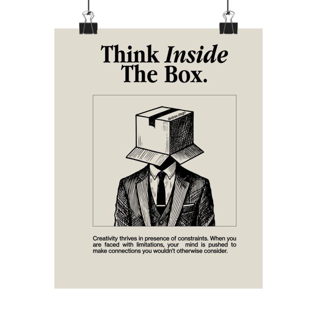 Think Inside the Box Matte Poster | Surreal Box-head Illustration ...