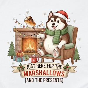 Christmas Puppy PNG JPG Sublimation Dog Roasting Marshmallow Festive Dog Art Digital Download T Shirt Mug Hoodie Tote Bag Gift
