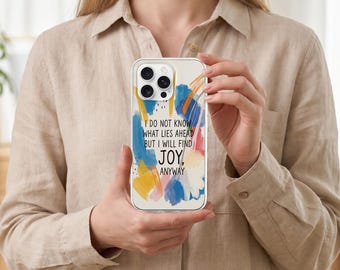 Find Joy Inspirational Quote Phone Case, Colorful Abstract Watercolor Brush Stroke Cover, Motivational Case for iPhone 16 15 14 13 12 11