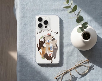 Cats Pile Up Phone Case, Funny Stacked Cats Phone Cover, Cute Cat Lover Case for iphone 16 15 14 13 12 11