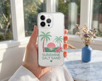 Tropical Phone Case, Retro Beach Palm Tree Phone Cover, Summer Gift for Beach Lover, Coastal Vacation Aesthetic Accessory for Iphone 16 15