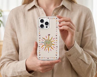 Tarot Phone Case Celestial Sun Design, Mystical Gift for Tarot Lover, Boho Spiritual Accessory, Cover for iphone 16 15 14 13 12 11
