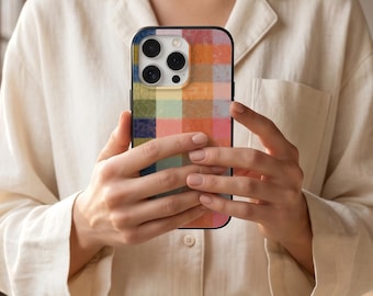 Funda para iPhone con estampado de cuadros, funda protectora resistente, regalo con estética retro para ella, accesorio tecnológico de moda, para iPhone 17 16 15 14 13