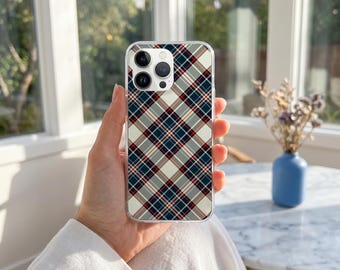 Funda clásica de tartán para teléfono, funda protectora para uso diario, funda con estampado a cuadros vintage para iPhone 16 15 14 13 12 Pro Max