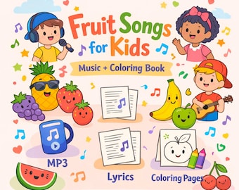 Fruit Songs for Kids, Learn Fruits and Colors Music and Coloring Book, Yoto Player
