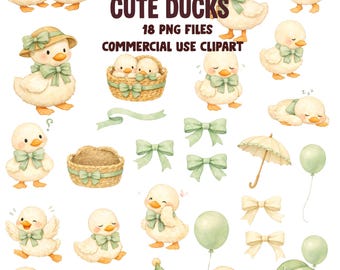 Adorable Pastel Baby Ducks – Watercolor Clipart PNG for Nursery & Kids