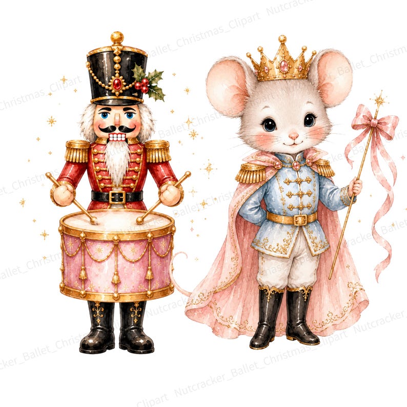 Nutcracker Ballet Christmas Clipart, Pink Ballerina PNG, Nutcracker PNG, Christmas Ballet Clipart, Holiday Elements, Commercial Use image 11