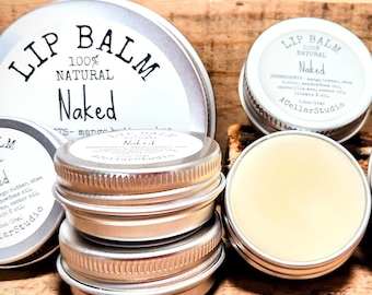Naked Lip Balm, Natural Lip Balm Tin, Deeply Moisturizating, No Scents, Dyes, or Flavors ,Mango Butter, Meadowfoam Seed Oil, Vegan