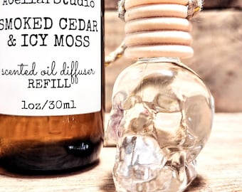 SKULL OIL DIFFUSER  - Car Air Freshener- Car Oil Diffuser - For Scented Oil Diffusers - New Car Gift - 55+ Scents! 1-4oz Refill Bottles