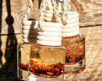Fall Glitter Car Air Freshener- Car Oil Diffuser - Hanging Scented Oil Diffusers - New Car Gift -55+ Scents! .5-4oz Refill Bottles Available