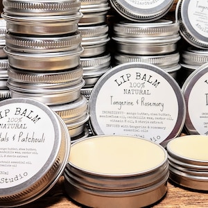 Natural Lip Balm Tin,Essential Oil Scented,Deep Moisturizating..Unusaul Fun Aroma Therapy Scent,Mango Butter/Meadowfoam Oil,Vegan,Unflavored