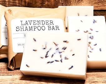 LAVENDER Shampoo Bar - Dye & Scent Free, Eco Friendly Packaging, Lavender essential oil, Large 3.25oz Size, Gift, Stocking Stuffer