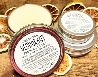 Natural Deodorant, Aluminum Free,Plastic/Baking Soda Free, Zero Waste Full Body Cream/Balm Deodorant, Patchouli Lime/Unscented, Vegan,Unisex