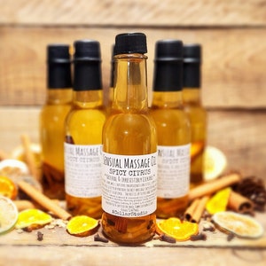 Sensual Message Oil, SPICY CITRUS, Natural Infused Couples Massage Oil, Safe to Lick/Lickable, Edible,Valentine&#39;s Day/Date Night