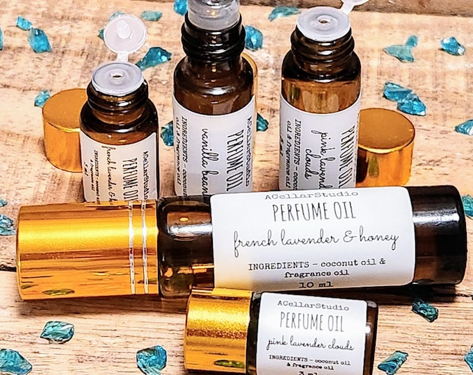 Perfume Oil, Roll on Perfume, 55+ Scents to choose from! Glass & Gold Roller Ball  Bottles, 3ml-5ml-10ml Sizes,Pocket Size, Great Gift!