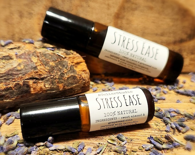 Stress Ease, Stress Ease, Natural Essential Oil Roller Bottle,10ml & 5ml choices,Aroma Therapy, Lavender, Bergamont, Patchouli, Ylang Ylang