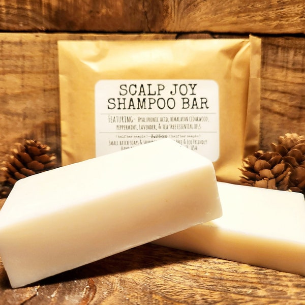 SCALP JOY - Shampoo Bar with Hyaluronic Acid- Dye Free & Eco Friendly-Plastic Free Packaging! Gentle Oils for Dandruff, Super Moisturizating