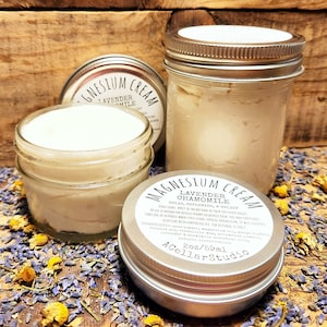 Magnesium Cream, Transdermal Topical Magnesium Butter, Magnesium Lotion, Unscented, Lavender,or Chamomile Essential Oil, Calming Routine