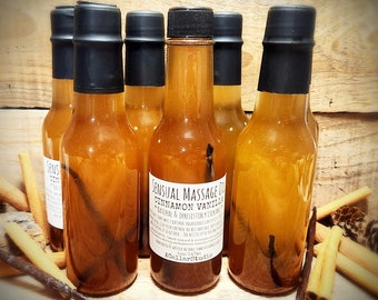 Sensual Message Oil, Cinnamon Vanilla, Natural Couples Massage Oil, Safe to Lick/Lickable, Edible, Warming, Valentine's Day/Date Night