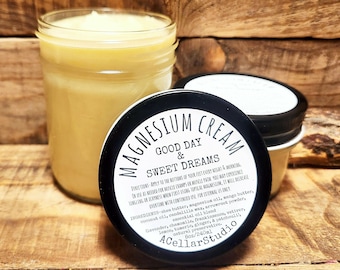 Magnesium Cream, Transdermal Topical Magnesium Butter/Lotion, Good Day & Sweet Dreams Essential Oil Blend- Relax, Replenish, Relieve