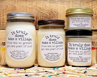 Scented Soy Candles"It truly does take a village,&we are so grateful you are part of ours"Gift for Teachers,Caretakers,Nanny,Grandparents