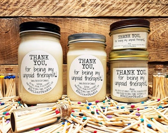 Funny Soy Candle "THANK YOU,for being my unpaidtherapist!" Scented Gift Candle, Gift for Friends, Gift for Her/Girlfriend,Bestie,Sister,Mom