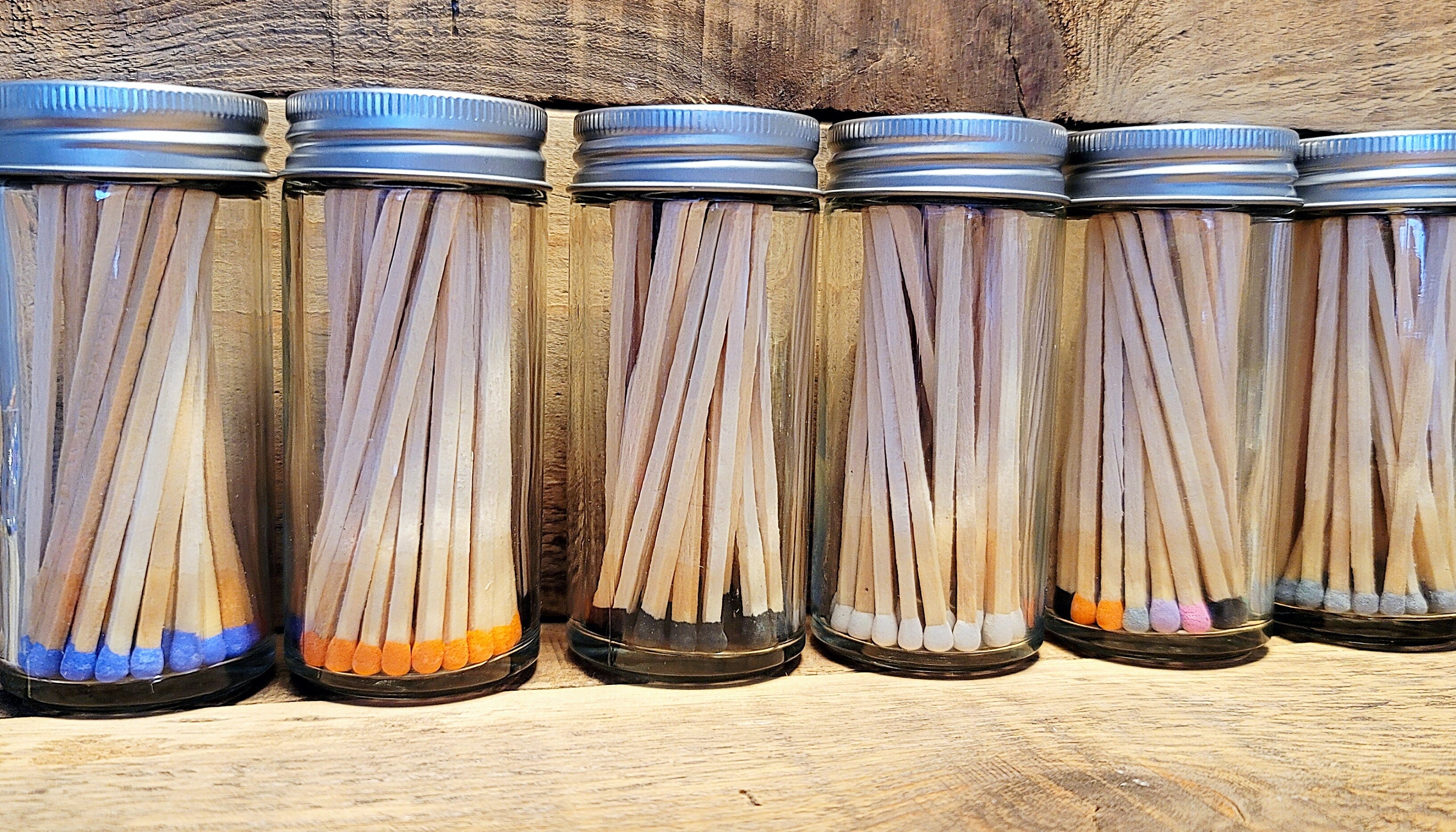 Long Matches in Bottlecolored Tip Matchesglass Jar With Etsy UK
